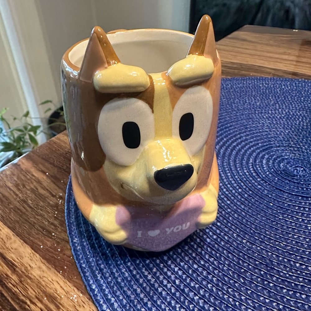 Bluey Dog Ceramic Mug - Brown and Cream Cute Puppy Design
